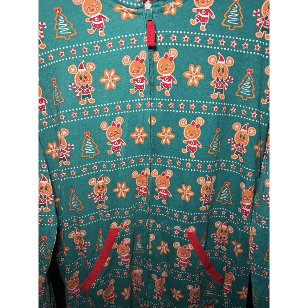 Disney Parks Christmas Gingerbread Pajamas Adult One Piece Sz Small Holiday - Picture 3 of 11